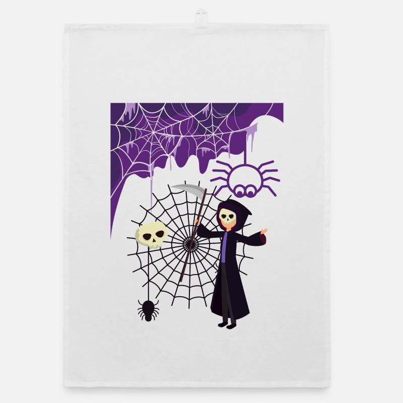 Grim Reaper in the spider's web Organic dish towel