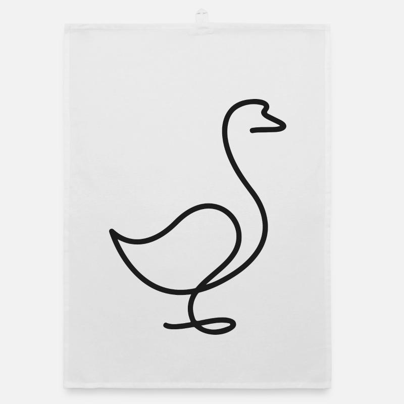 Ente oder Gans Skizze – minimalistisches Motiv Organic Geschirrtuch