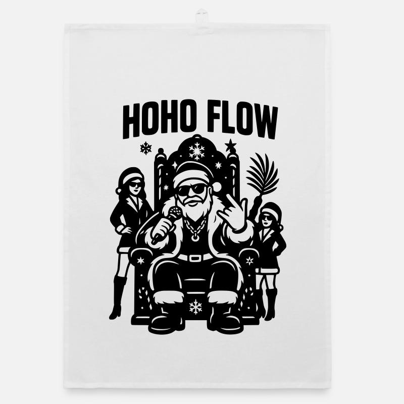 Santa Ho Ho Flow Rap Organic dish towel
