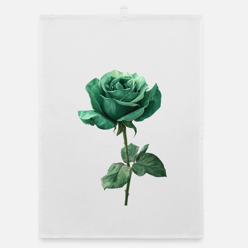 Smaragd Grüne Rose - Organic Geschirrtuch - Weiß