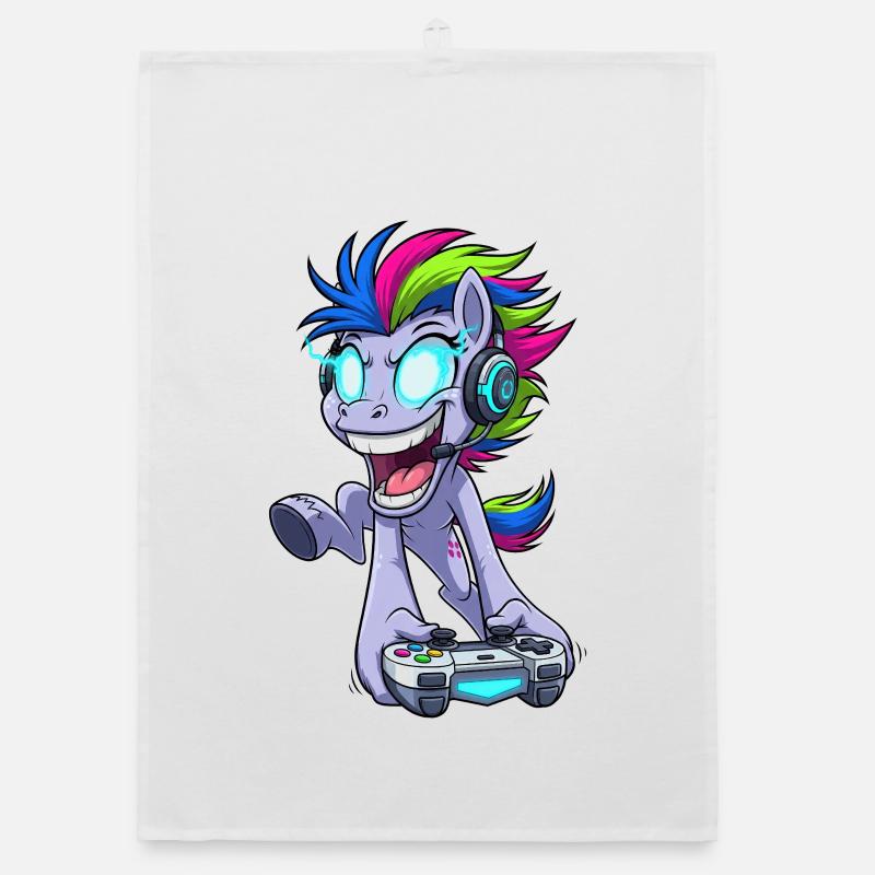 Funkelnder Gaming Pegasus mit Kopfhörer Organic Geschirrtuch