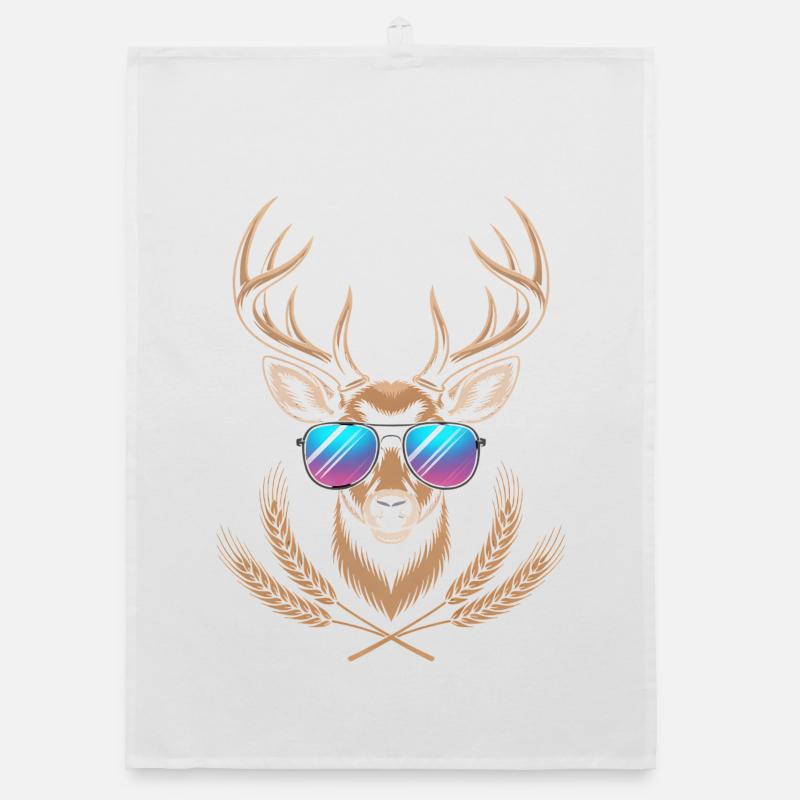 Hirsch mit Geweih Organic Geschirrtuch