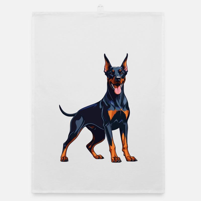 Doberman fort – Design Dobie expressif Torchon bio
