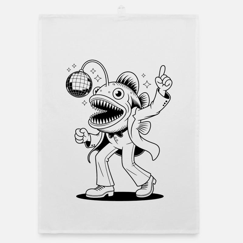 Disco Fish - Funny T-Shirt Organic dish towel