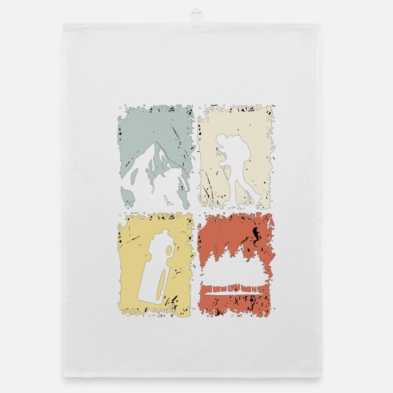 Grunge à silhouettes à quatre cases - Torchon bio - blanc