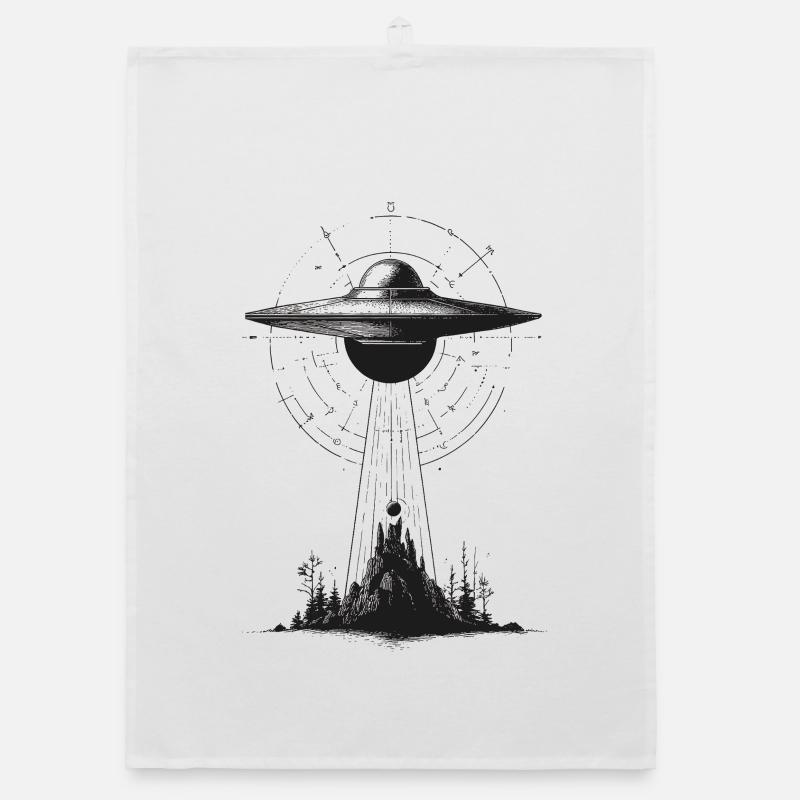 UAP landing over forest Organic dish towel