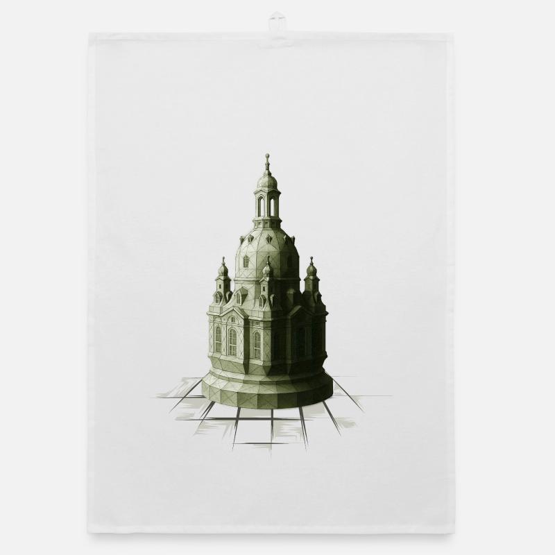 Low Poly Schach Dame Frauenkirche Organic Geschirrtuch
