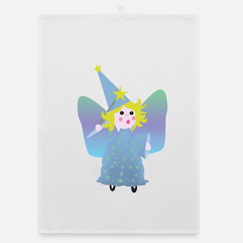 Petite Fée Magicienne aux Étoiles Torchon bio