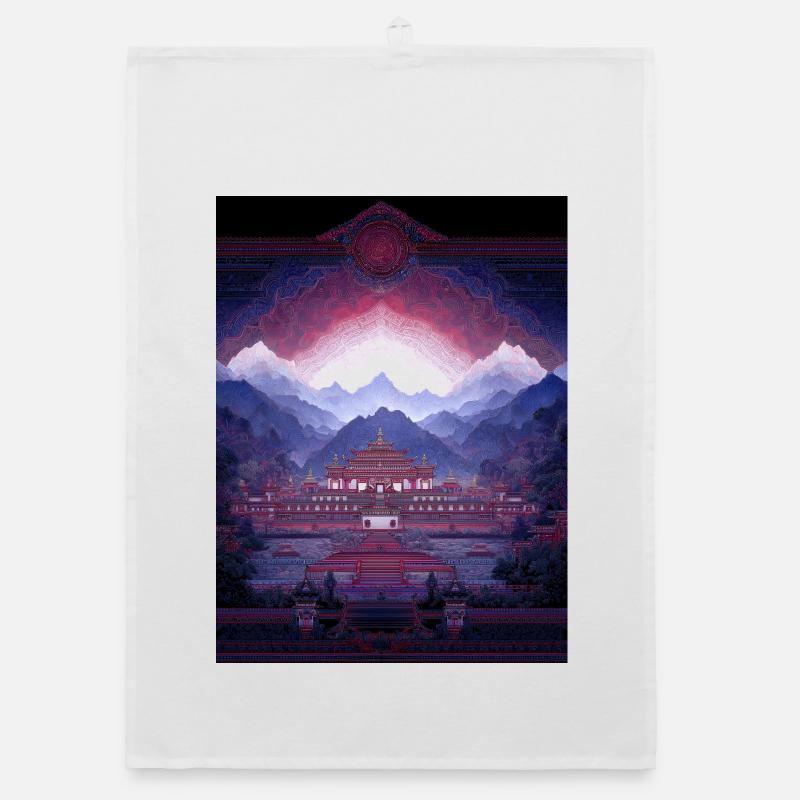 Psy Art - Pagode in Berglandschaft Organic Geschirrtuch