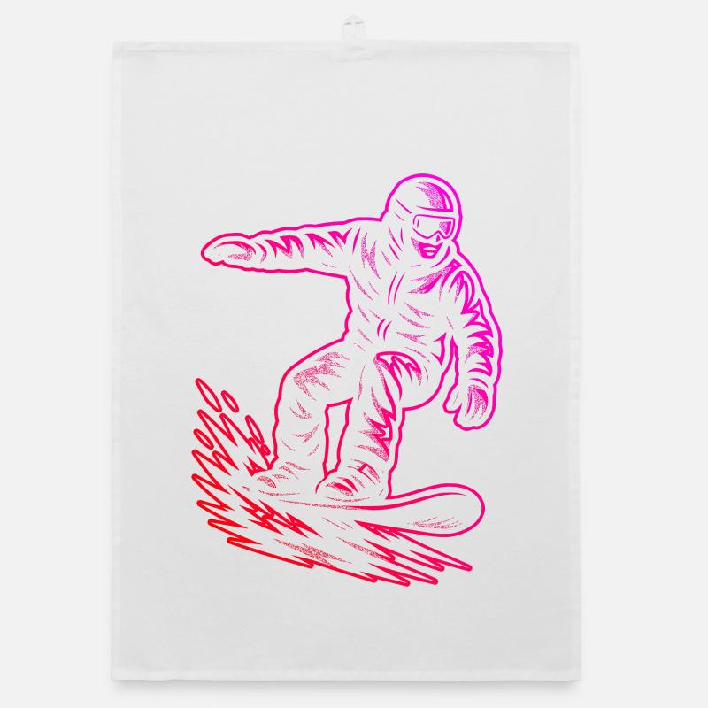Classic snowboard motif Organic dish towel