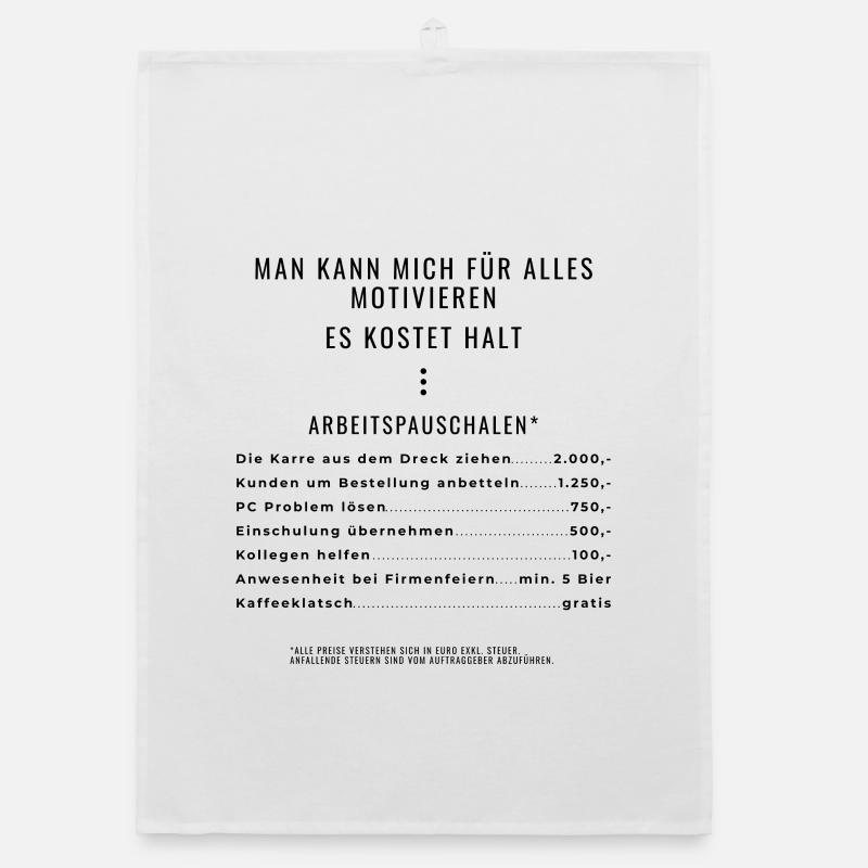 Motivation durch Pauschalen Backprint Organic Geschirrtuch