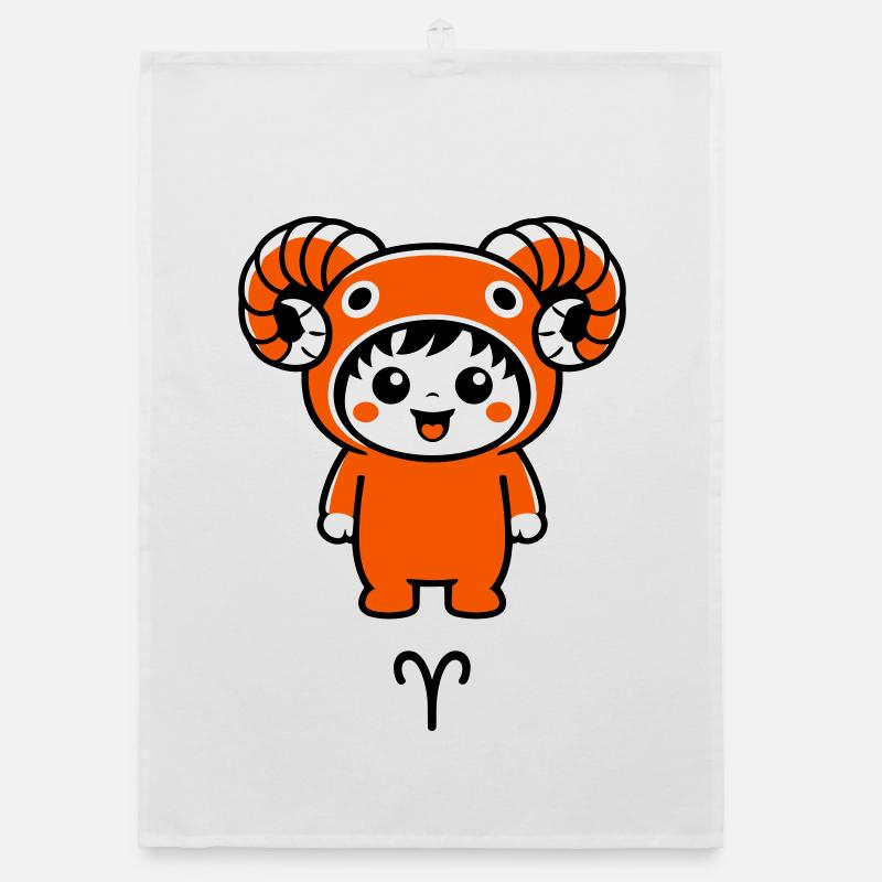 Sternzeichen Widder im Kawaii Style Organic Geschirrtuch