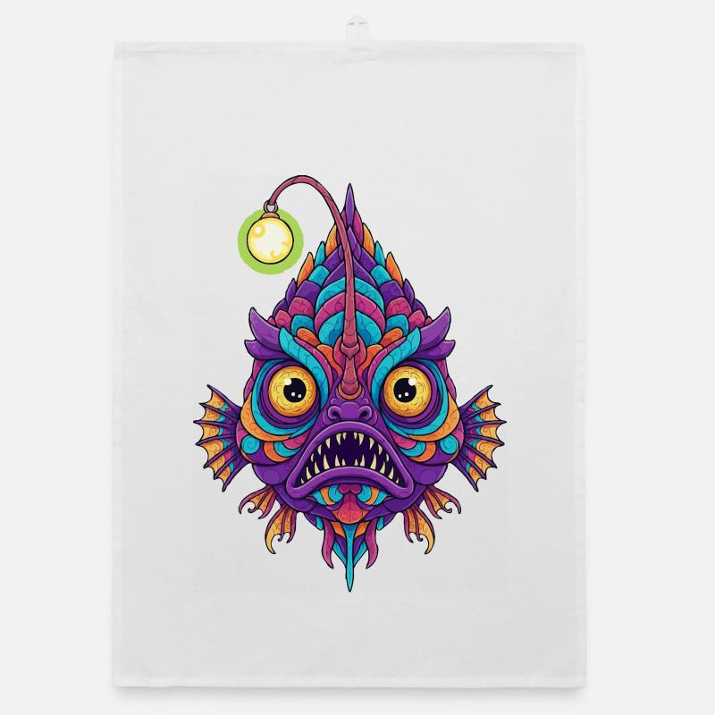 Mandala Poisson-Lanterne Coloré Torchon bio