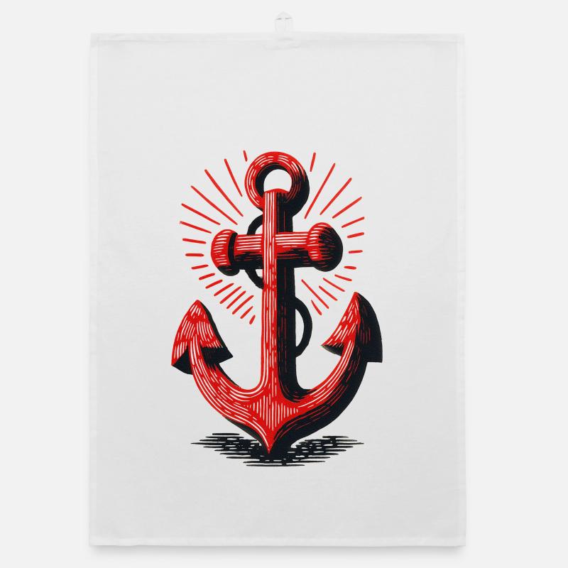 Red Anchor Sunbeam Pattern Organic dish towel