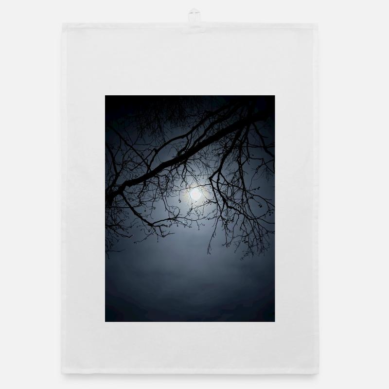 Moonlight silhouette with branches Organic dish towel