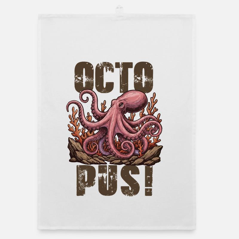Poulpe Octopus Géant Vintage Torchon bio