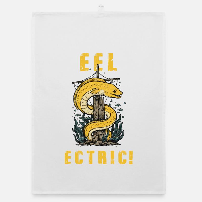Vintage Eel-ectric Eel Humor Organic dish towel