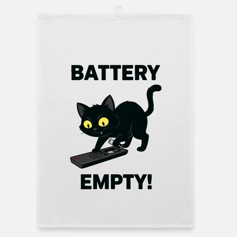 Battery Empty Chat Télécommande Humour Torchon bio