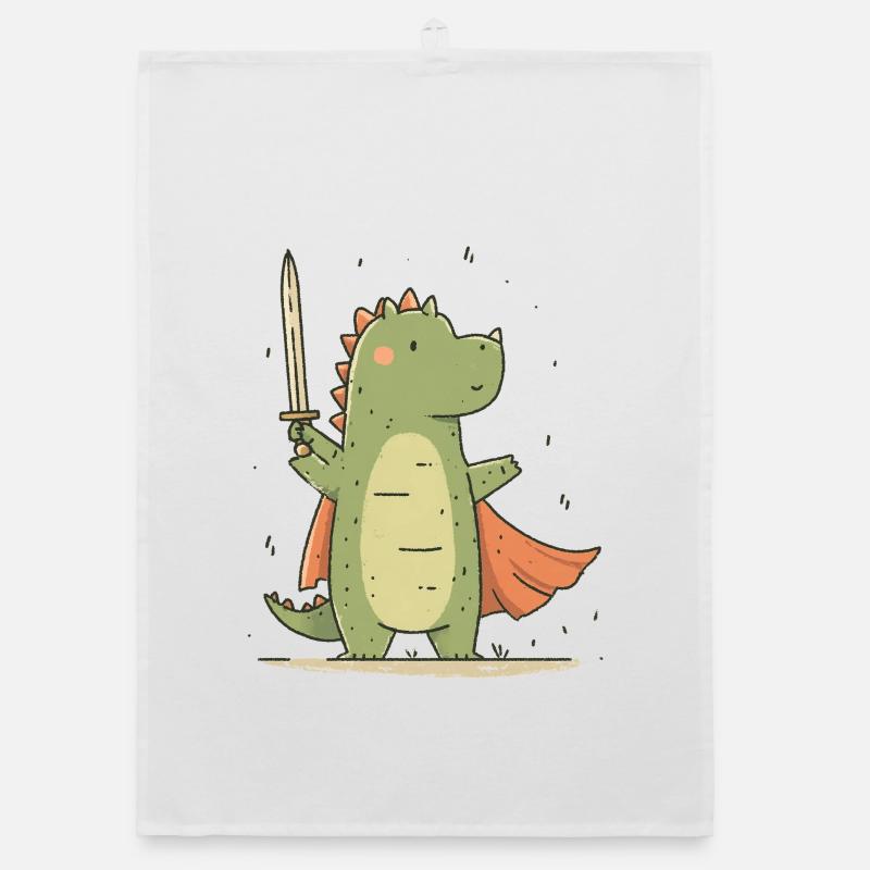 Kleiner Dino Ritter Organic Geschirrtuch
