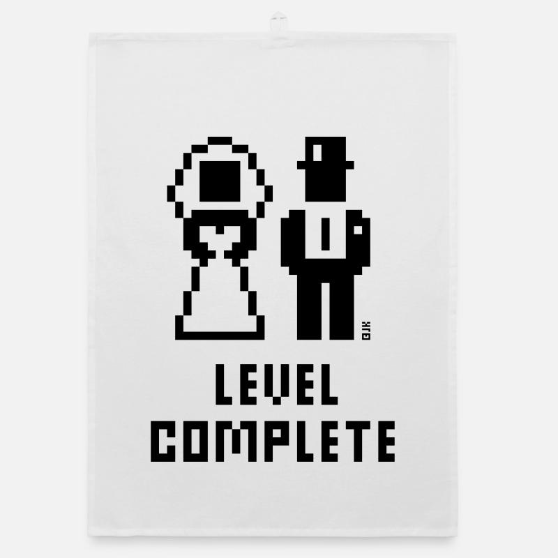 Level Complete (Hochzeit / JGA / Pixel / Bold / B) Organic Geschirrtuch