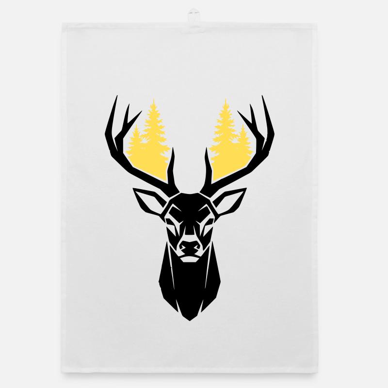 Deer Head Forest Silhouette Organic dish towel
