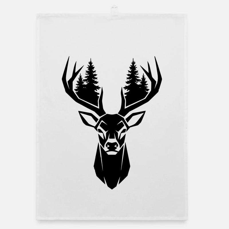 Silhouette de la forêt des arbres à tête de cerf Torchon bio