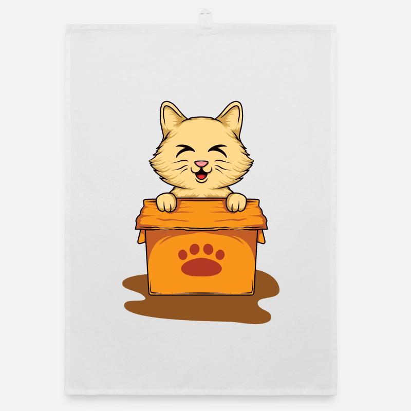 Cat Laugh Box Organic dish towel