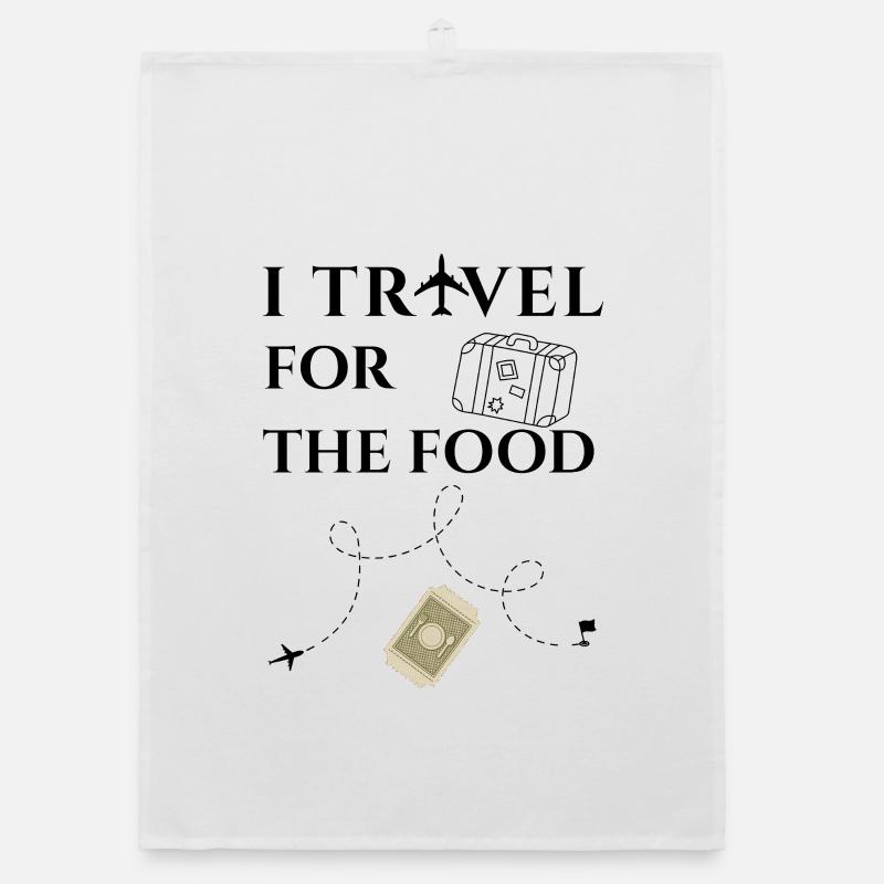 Ich reise fürs Essen - Organic Geschirrtuch - Weiß