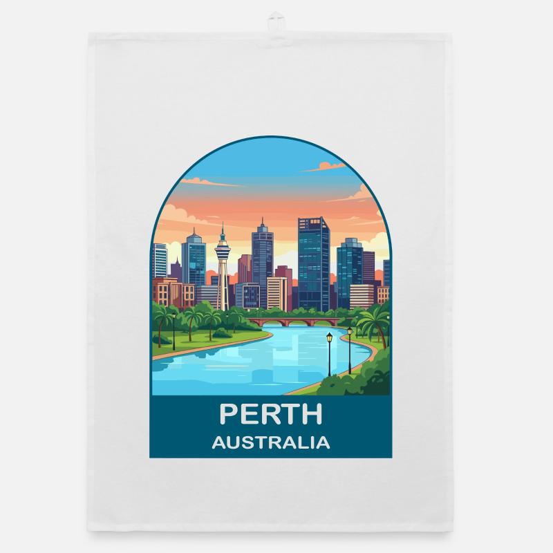 Perth, Australien Swan River Reiseplakat-Kunst Organic Geschirrtuch