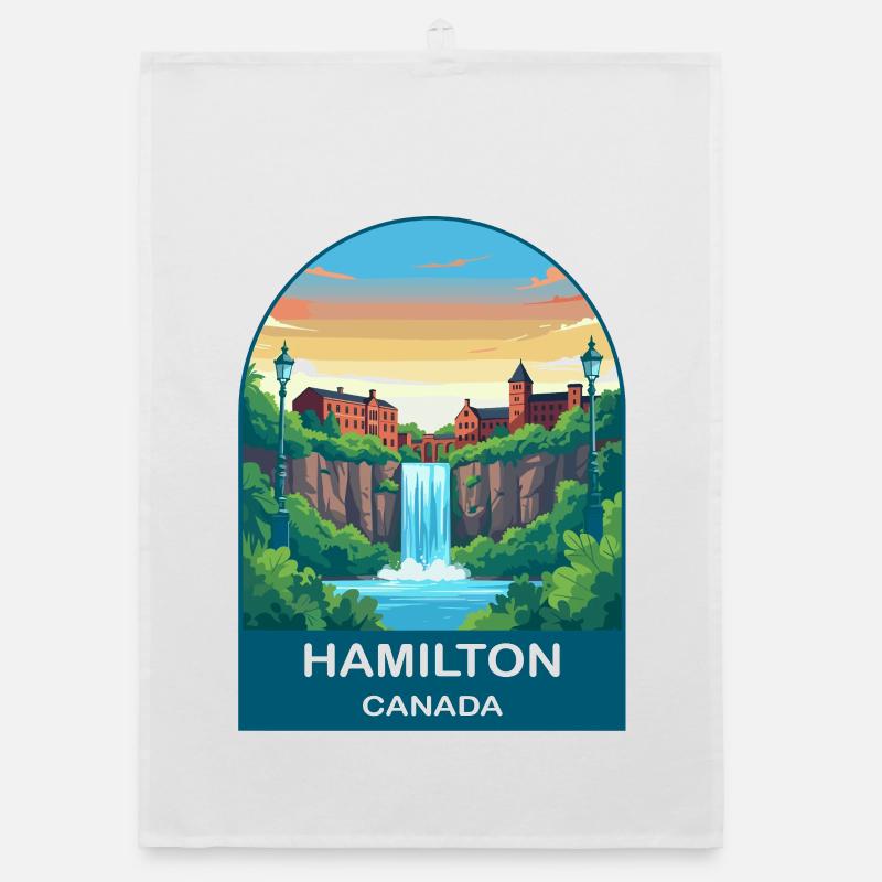 Affiche de voyage de la ville de la cascade à Hamilton, Canada Torchon bio