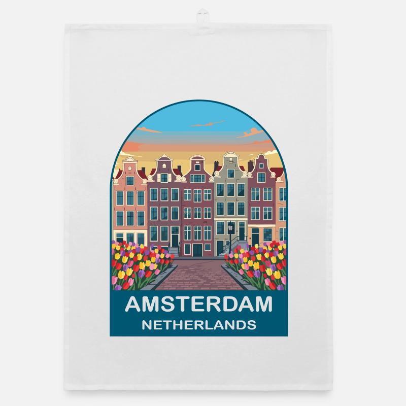 Amsterdam Netherlands Vintage Poster Organic dish towel