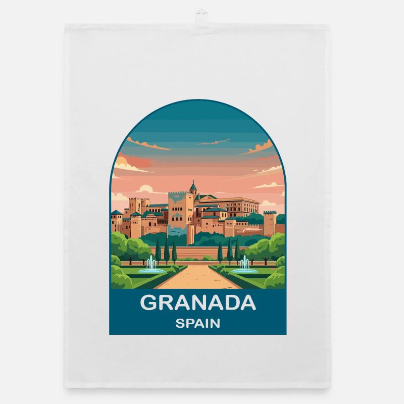Granada Spanien Vintage-Reiseplakat-Kunst Organic Geschirrtuch