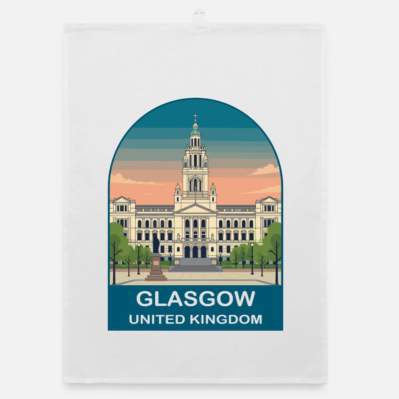 Glasgow UK Vintage-Reiseplakat-Kunst Organic Geschirrtuch