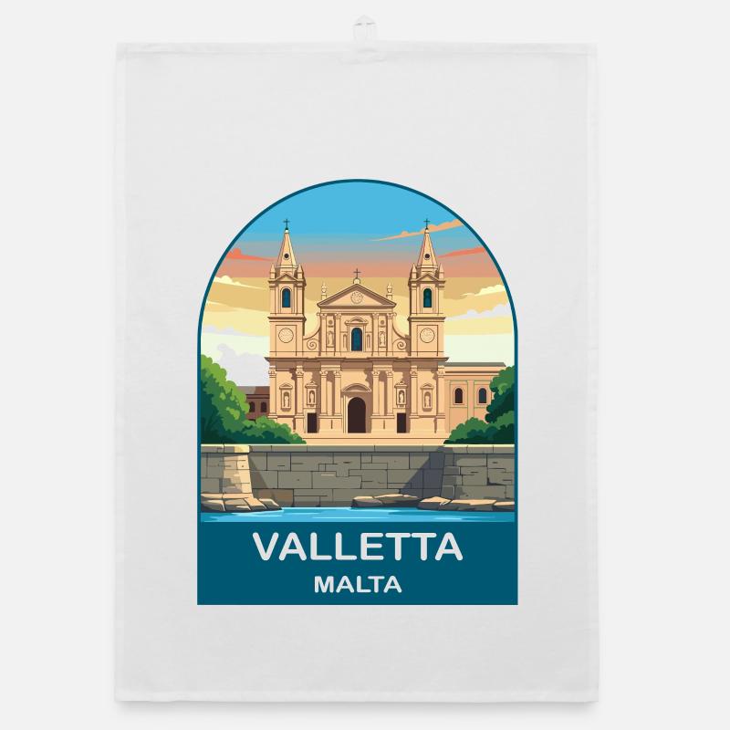Valletta Malta Vintage-Reiseplakat-Kunst Organic Geschirrtuch