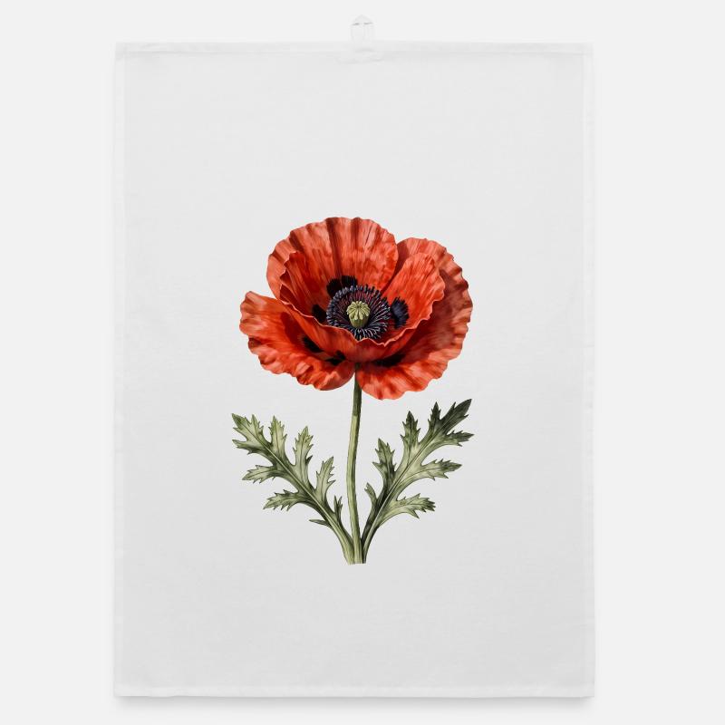 Coquelicot Pavot rouge Torchon bio