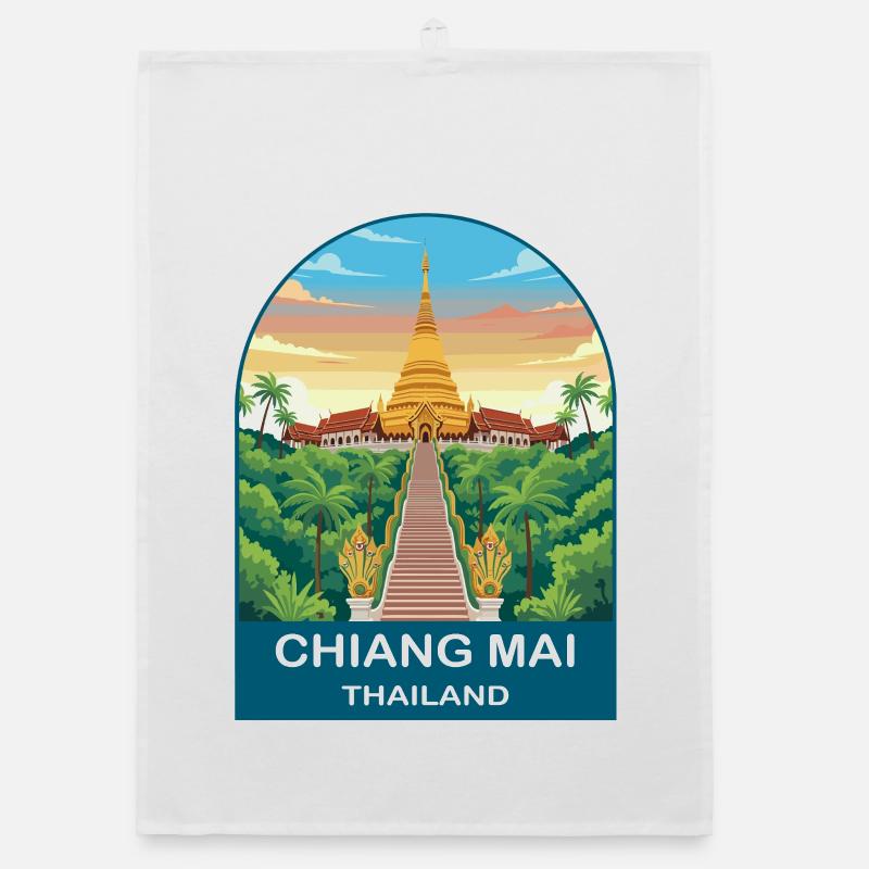 Chiang Mai Thailand Doi Suthep Reiseplakat-Kunst Organic Geschirrtuch