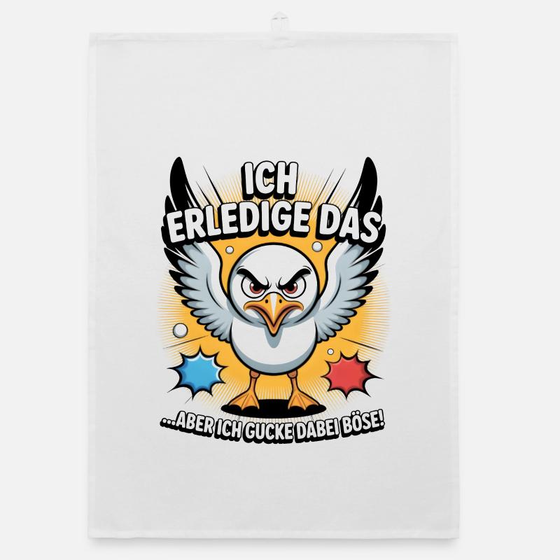 Möwe Seevogel Ich erledige das - Organic Geschirrtuch - Weiß