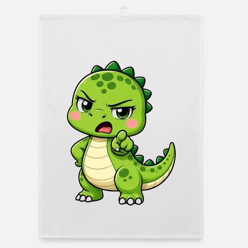 Dinosaure de dessin animé mignon Dino T-Rex agacé Torchon bio