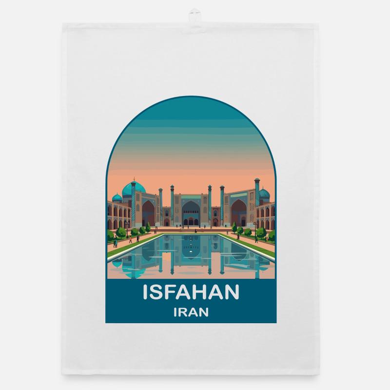 Art d’illustration de voyage vintage à Ispahan, Iran Torchon bio