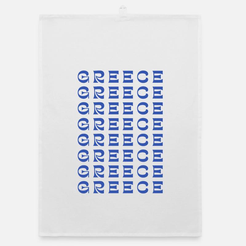 Typographie du Bleu de la Grille de Grèce Torchon bio