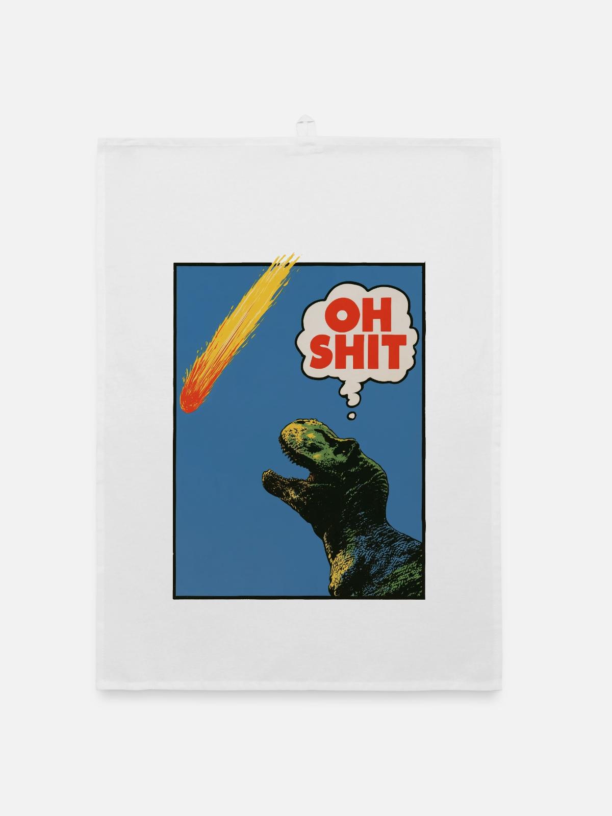 Oh Shit! - Extinction! - Organic Geschirrtuch - Weiß - Vorne