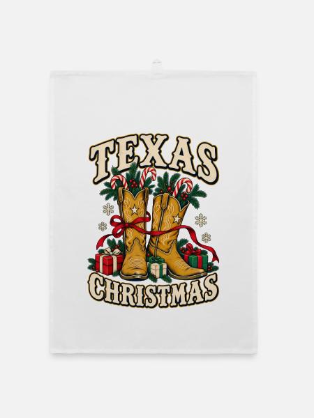 Texas Weihnachtsstiefel Motiv - Organic Geschirrtuch - Weiß - Vorne