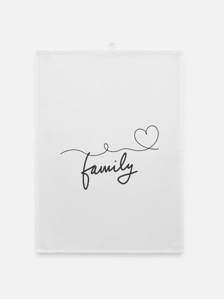 Family Heart Design – Minimaliste & Moderne - Torchon bio - blanc - Devant