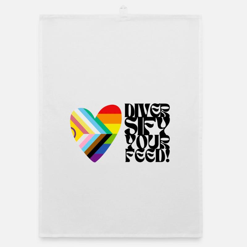 🌈♿ Diversify Your Feed –Progress Pride&Disability - Organic Geschirrtuch - Weiß