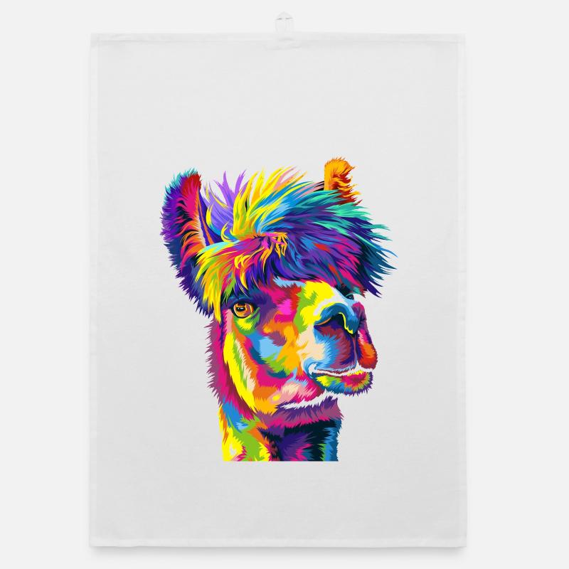 Daring Rainbow Llama Organic dish towel