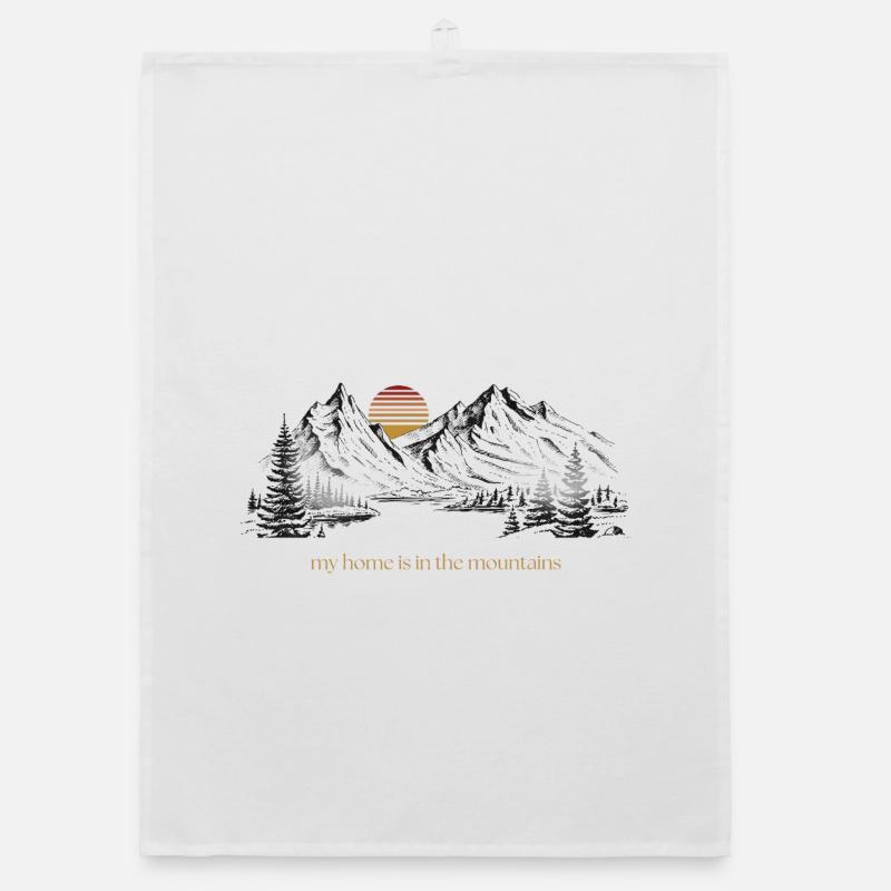 Ma maison est dans les montagnes - Torchon bio - blanc