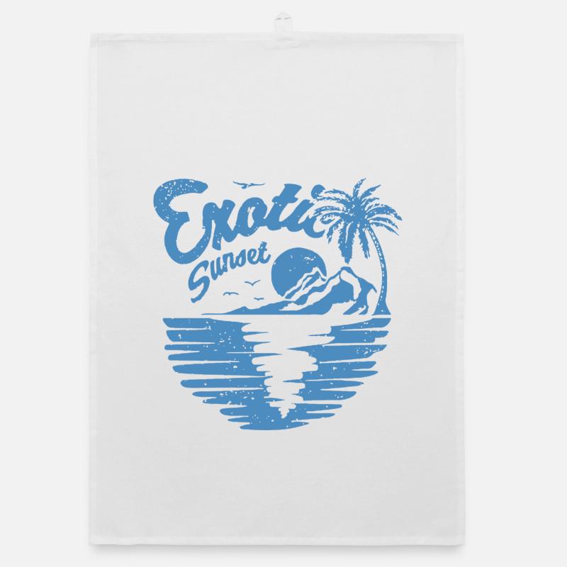 Exotic Sunset Palm Design Organic dish towel