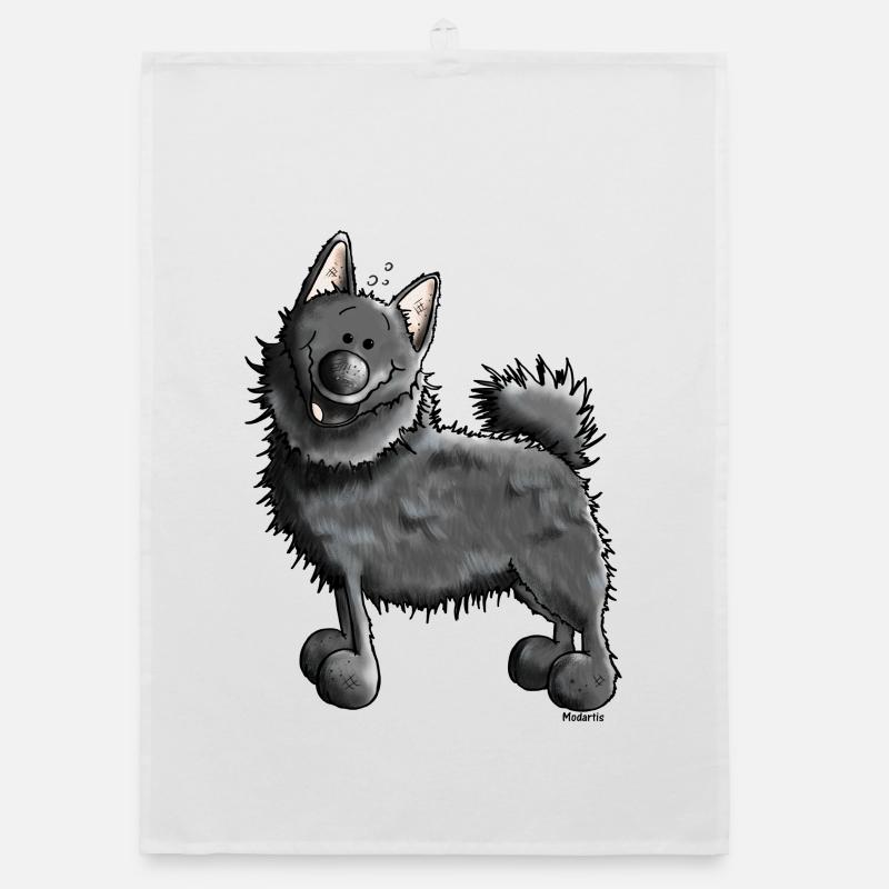 Drôle Schipperke - Chien - Torchon bio - blanc