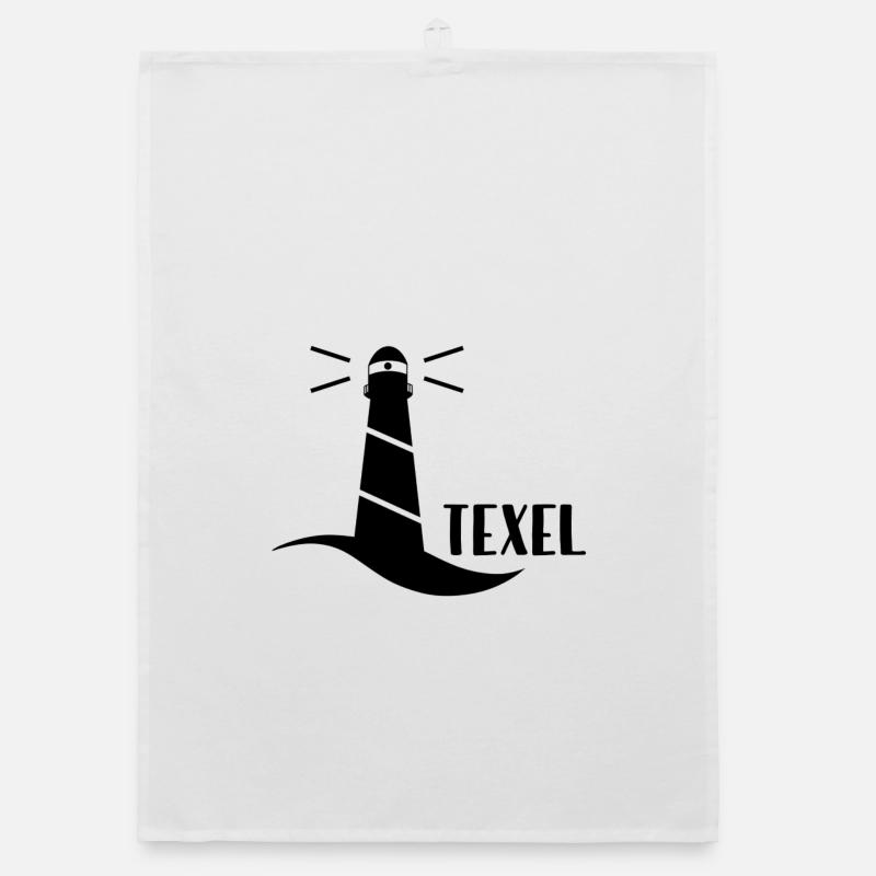 Leuchtturm Texel (schwarz) - Organic Geschirrtuch - Weiß