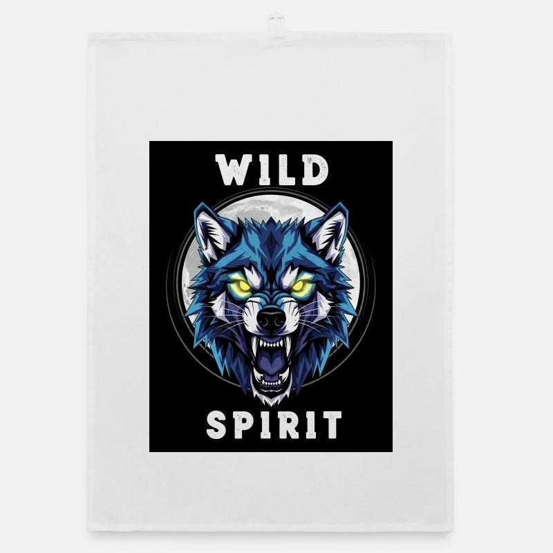 Wild Wolf Ghost Dinosaur Design Organic dish towel